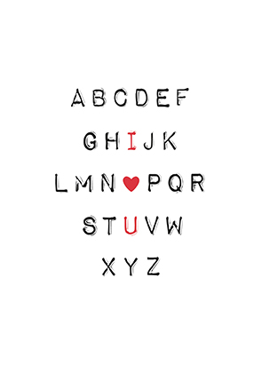 Postkarte - La Card - I love U, ABC