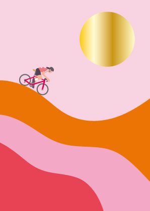 Postcard - Toni Starck - Racer in pink waves