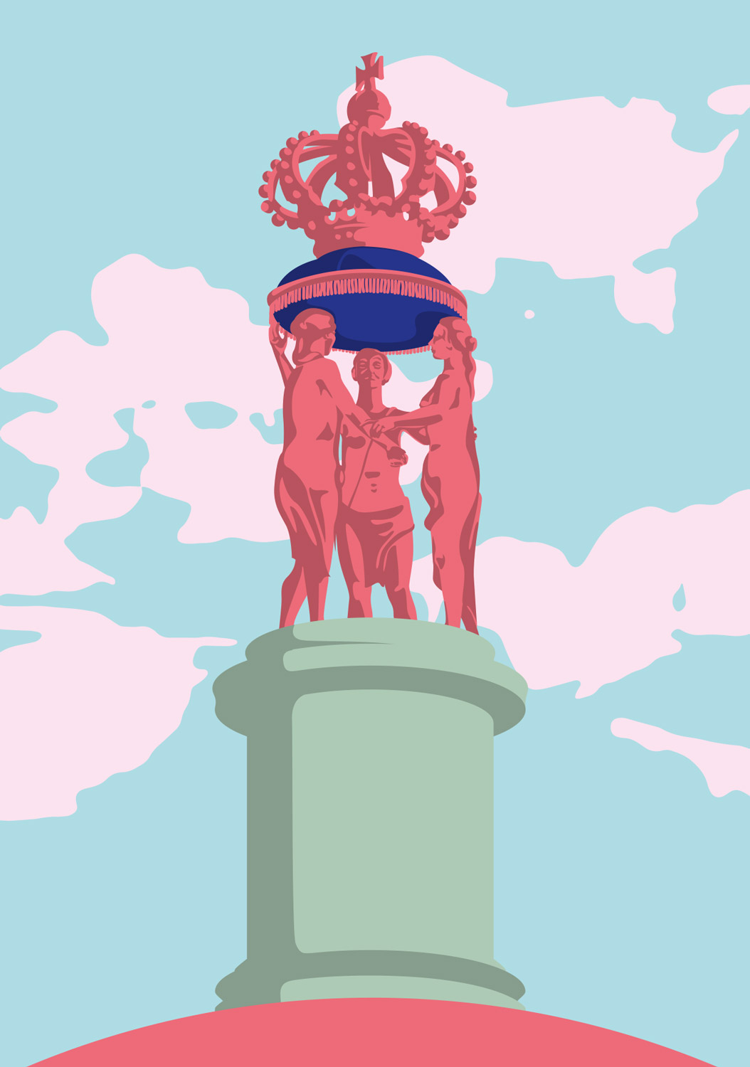 Postcard - Bon Voyage - Drei Grazien auf dem Neuen Palais, Park Sanssouci