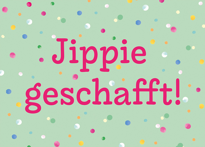 Postcard - m-illu - Jippie geschafft!