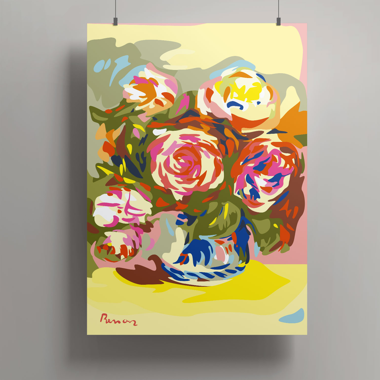 Artprint A3 - Vase de roses' Renoir