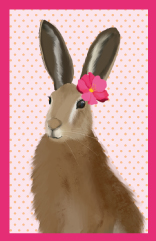 Minicard - Toni Starck - Rabbit with pink flower
