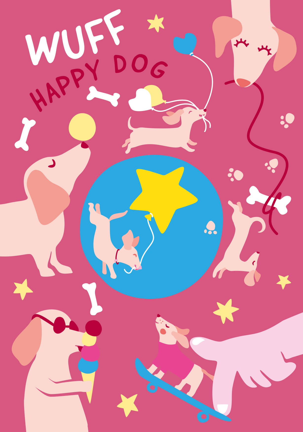 Postcard - poppins - happy dog