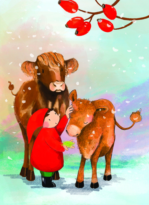 Postkarte - Tabea Güttner - Wichtel Kuh