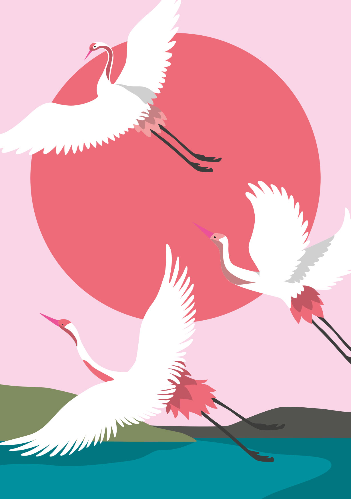 Postcard - Nobiyama - Cranes Postcard - Nobiyama - Cranes