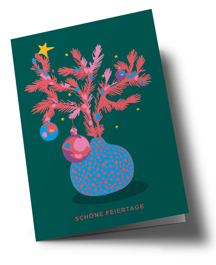 C6 folding card - boho - schöne Feiertage - Neon Pine