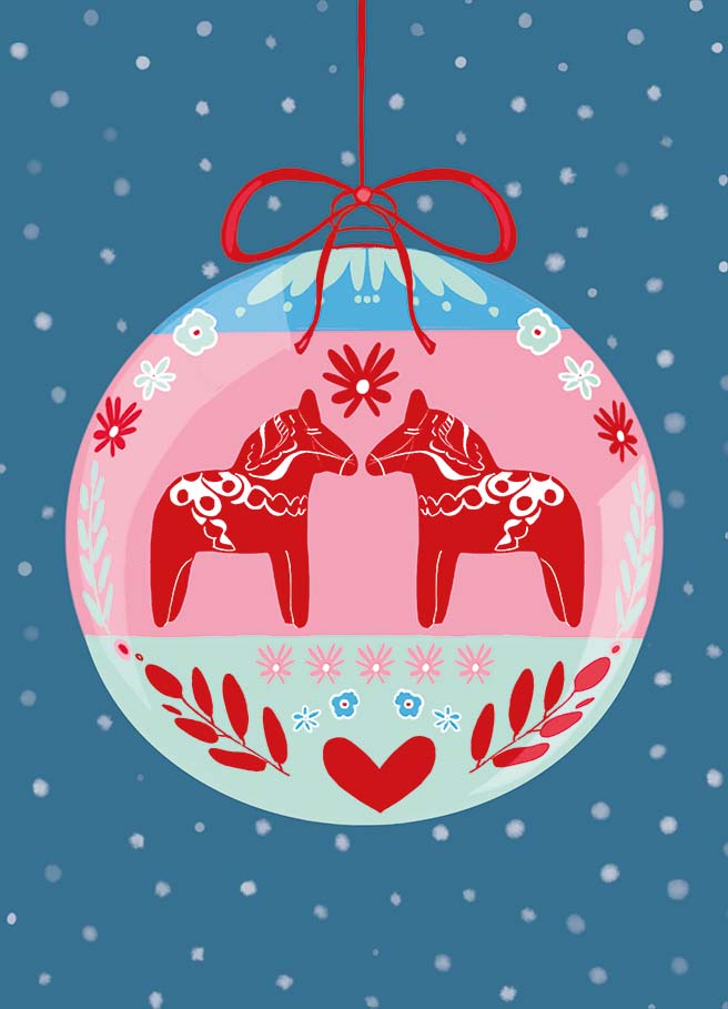 Postkarte - m-illu - Kugel Pferde