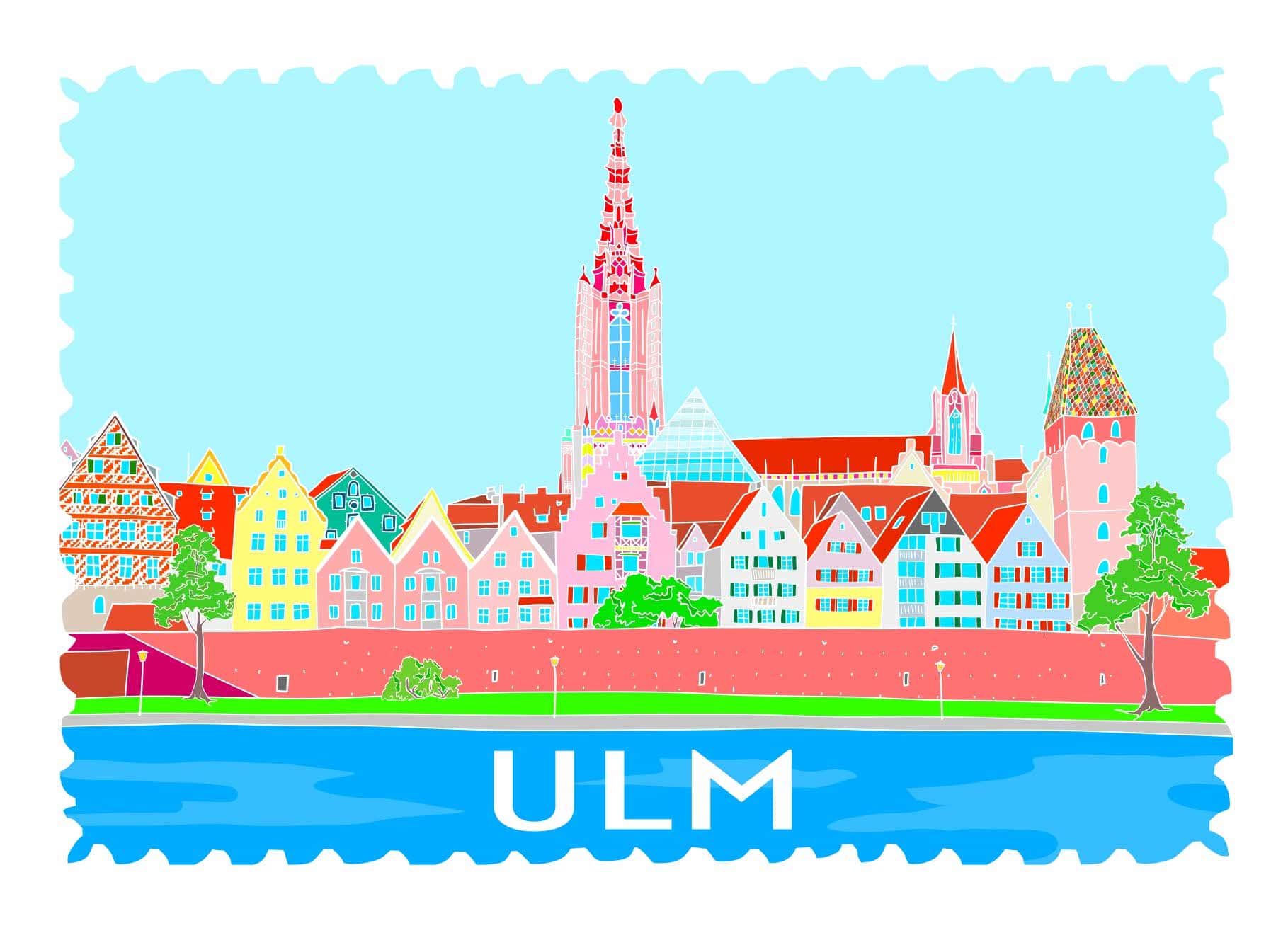 Postkarte - Limo & Mo - Ulm, Donauansicht Postkarte - Limo & Mo - Ulm, Donauansicht