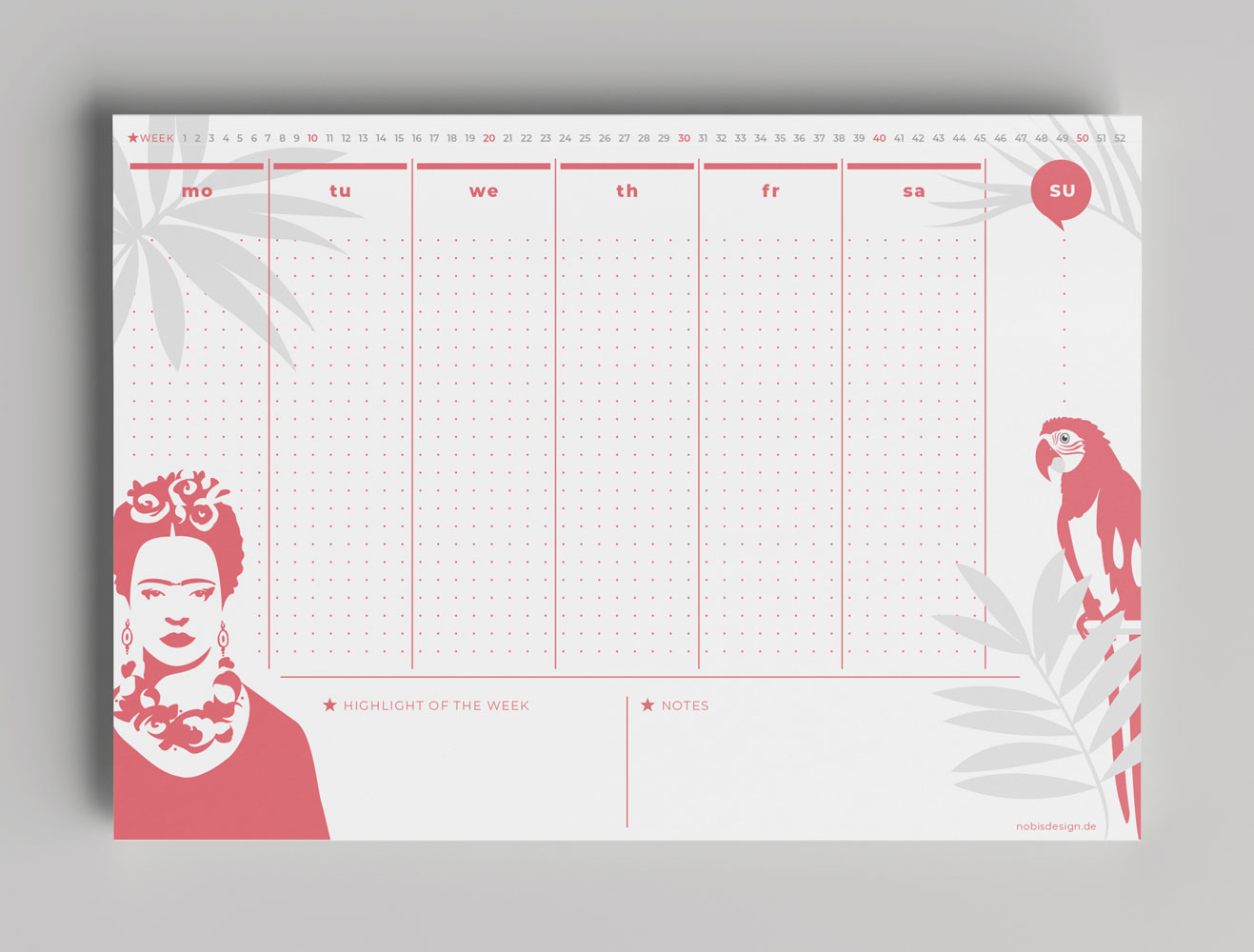 Weekly Planner A4 - Frida Kahlo