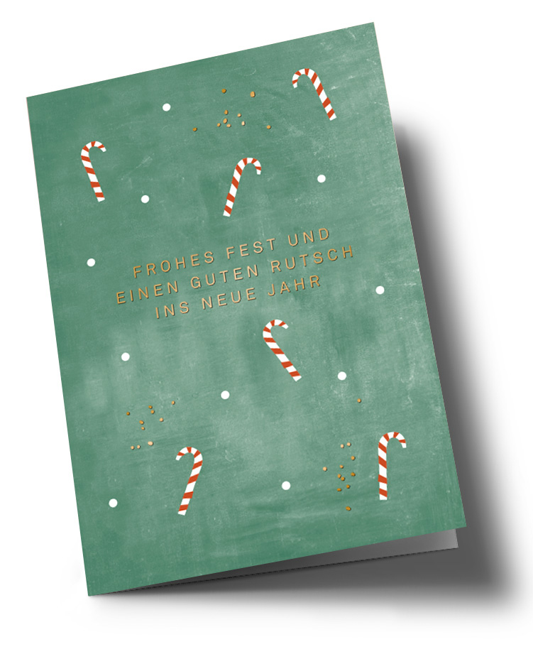Doublecard C6 - Designfräulein - Xmas Candy canes, Gold foil