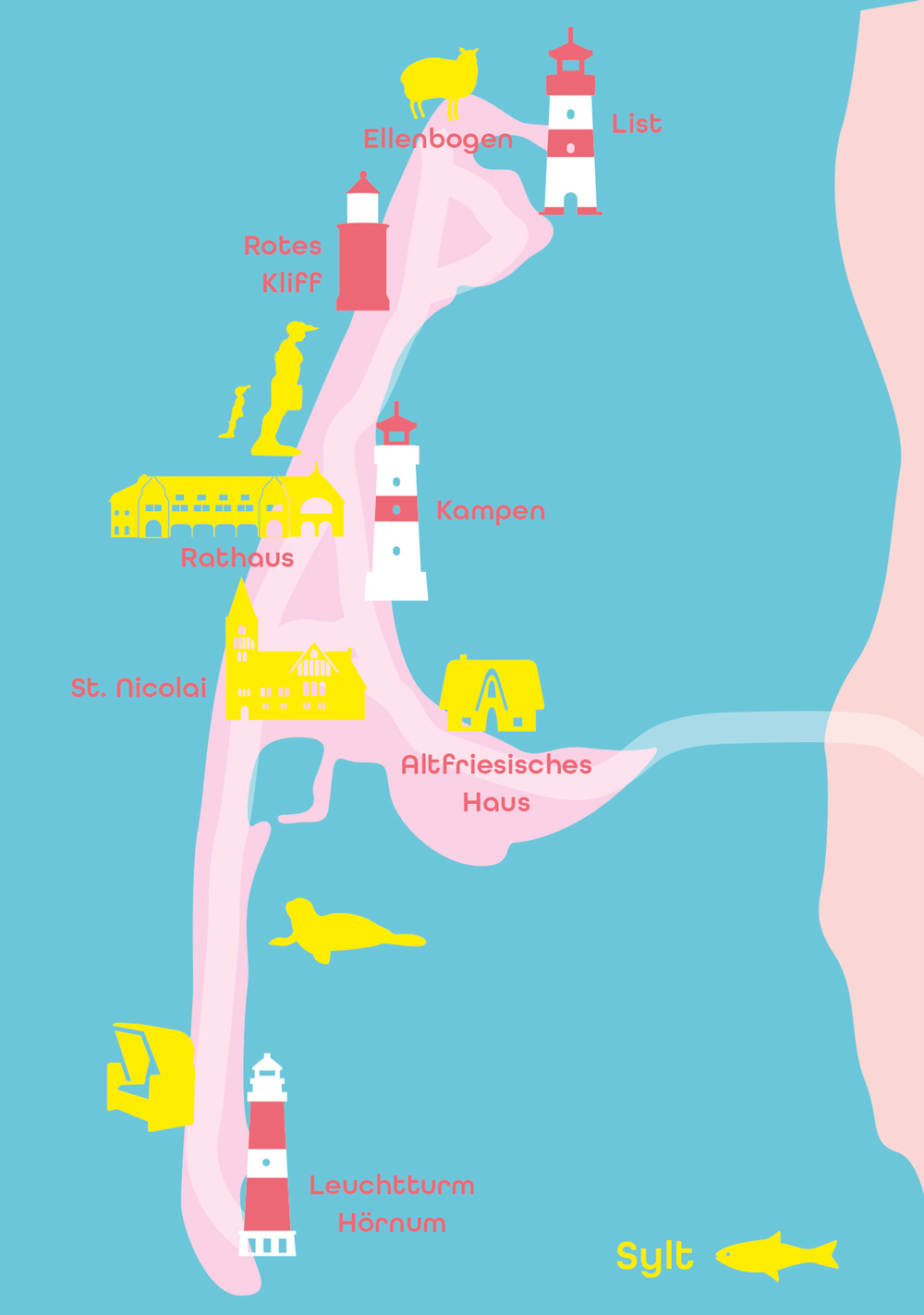 Postcard - Bon Voyage - Sylt Minimap