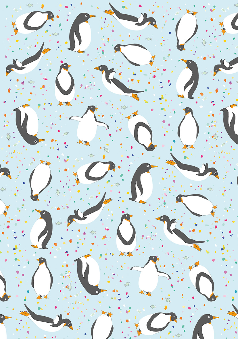 Geschenkpapier - m-illu funny friends - Pinguine