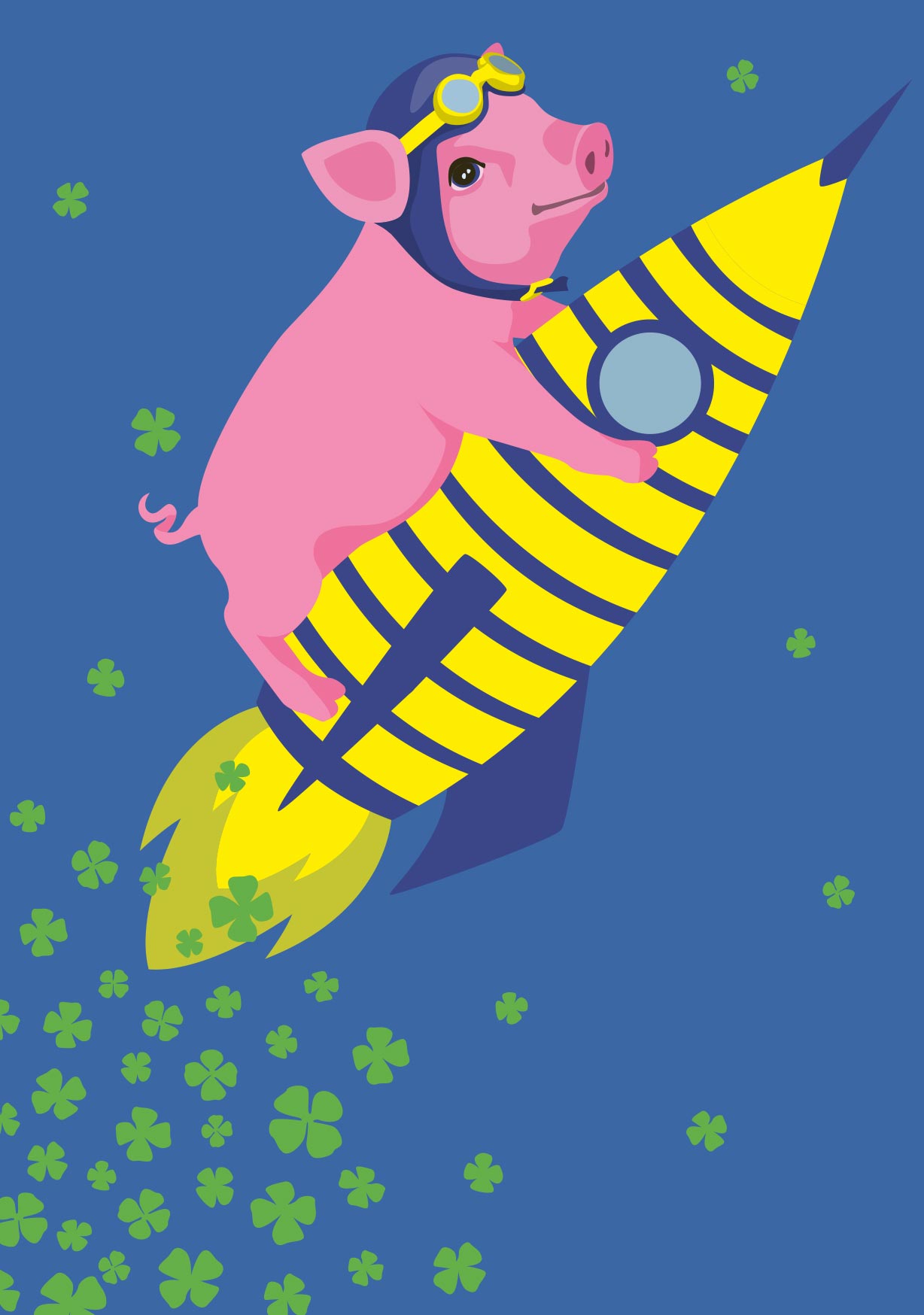 Postcard - luminous - clover rocket