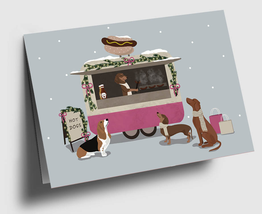 C6 folding card – Alfie’s Greetings – Sausage stall
