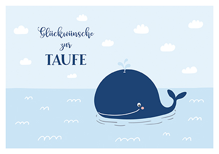 Klappkarte C6 - La Card - Taufe, Wal