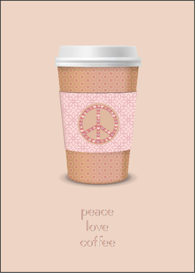 Postcard - Toni Starck - peace love coffee