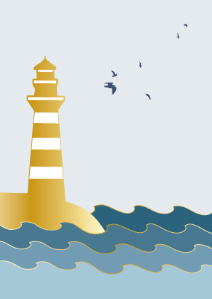 Postkarte - Toni Starck - Golden Lighthouse Postkarte - Toni Starck - Golden Lighthouse