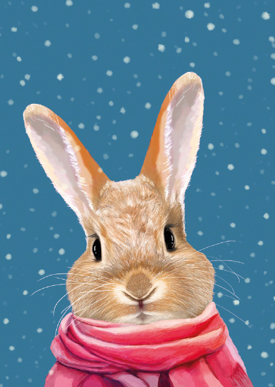 Postkarte - m-illu - Hase mit Schal