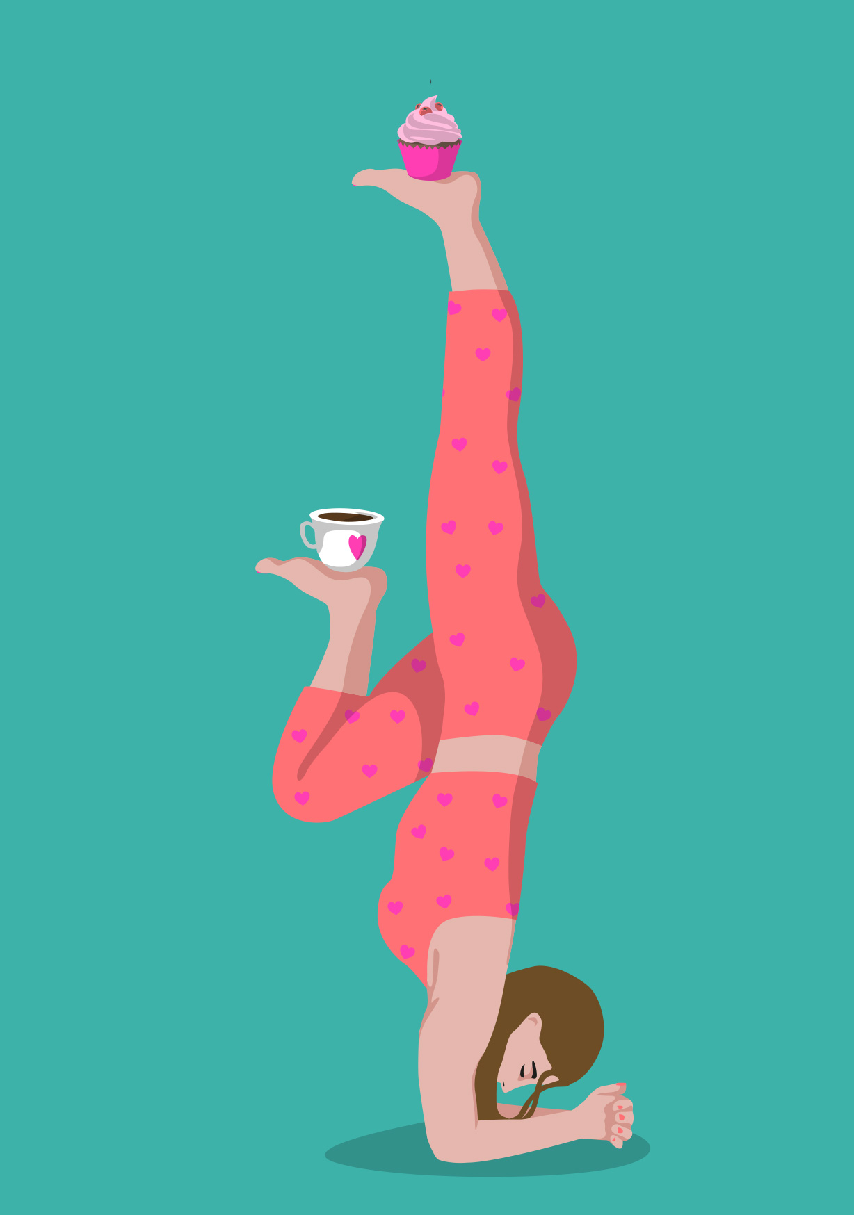 Postcard - happiness - Yoga Stand with Coffee Postcard - happiness - Yoga Stand with Coffee