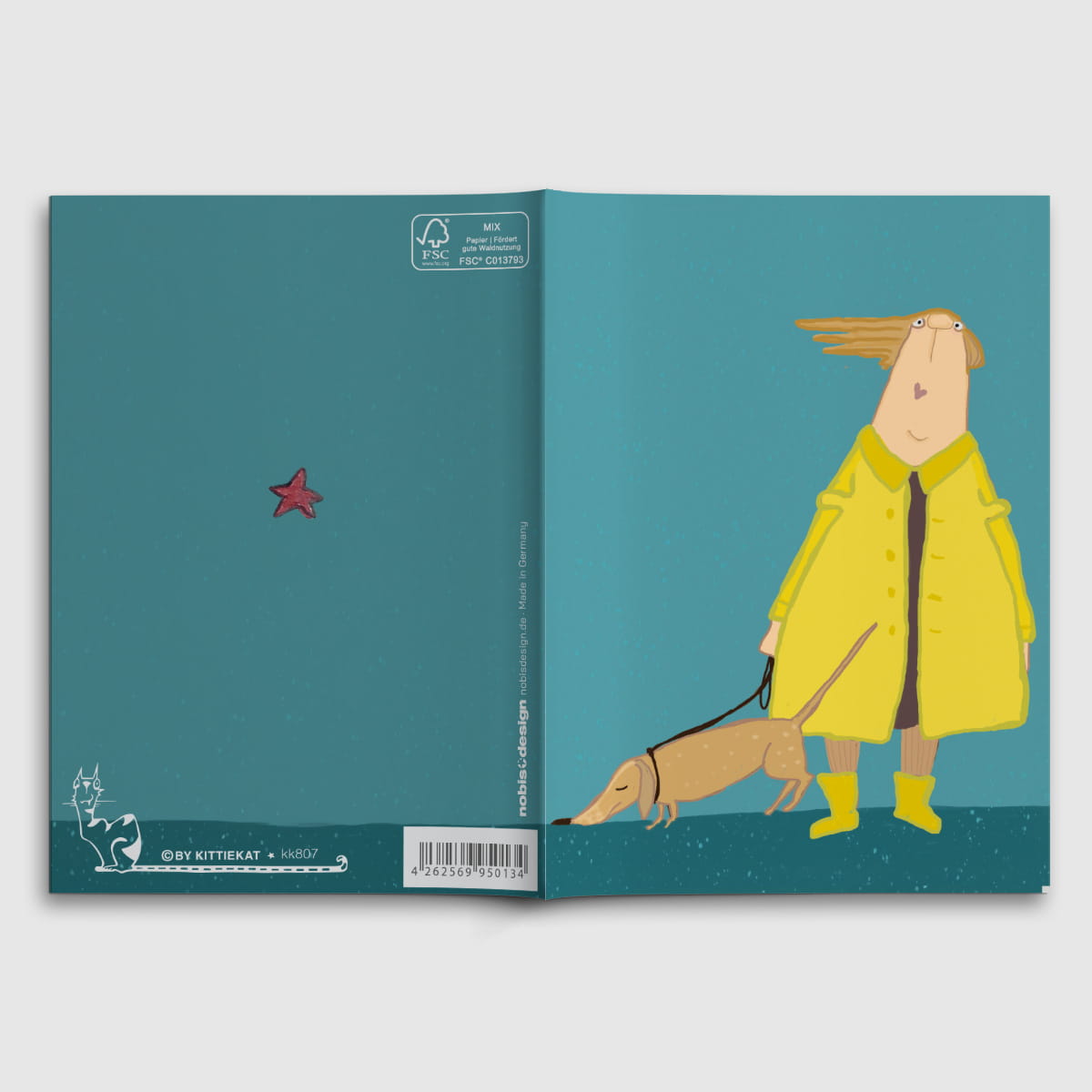 Notizheft A6 - kittiekatstudio - beachwalk with dog