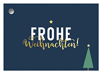 Geschenkanhänger - Weihnachten mit Baum, blau