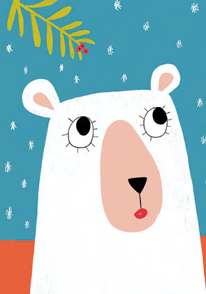 Postcard - darilarifari - Polar bear under a mistletoe branch