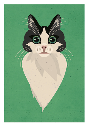 Postkarte - Daria Ivanova - Black White Cat