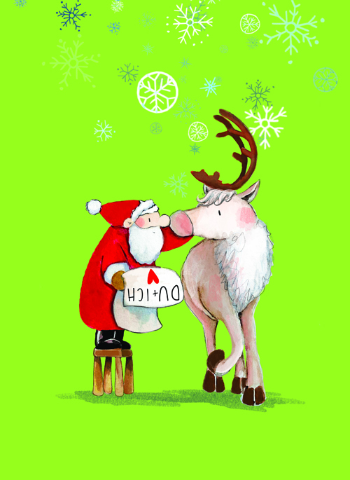 Postkarte - Tabea Güttner - Weihnachtsmann und Rentier