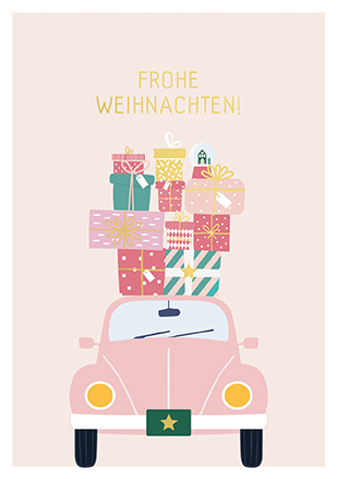 Klappkarte C6 - La Card - Auto mit Geschenken