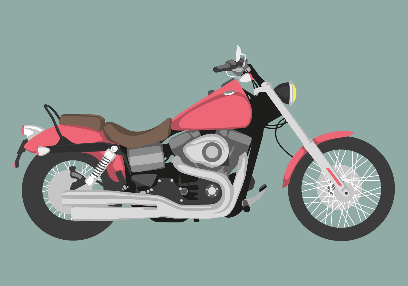 Postcard - luminous - Motorbike