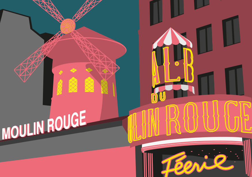Postcard - Bon Voyage - Moulin Rouge, Paris