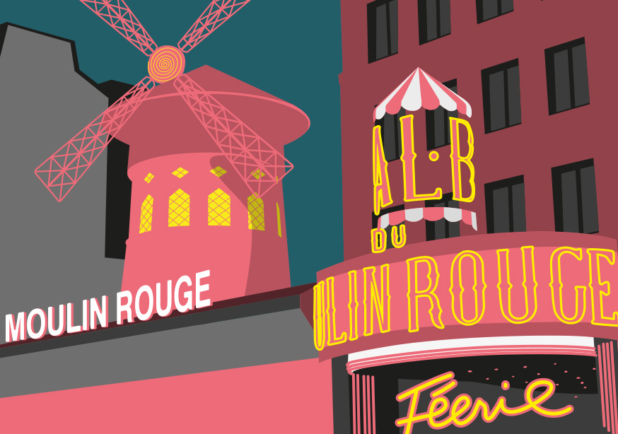 Postcard - Bon Voyage - Moulin Rouge, Paris Postcard - Bon Voyage - Moulin Rouge, Paris