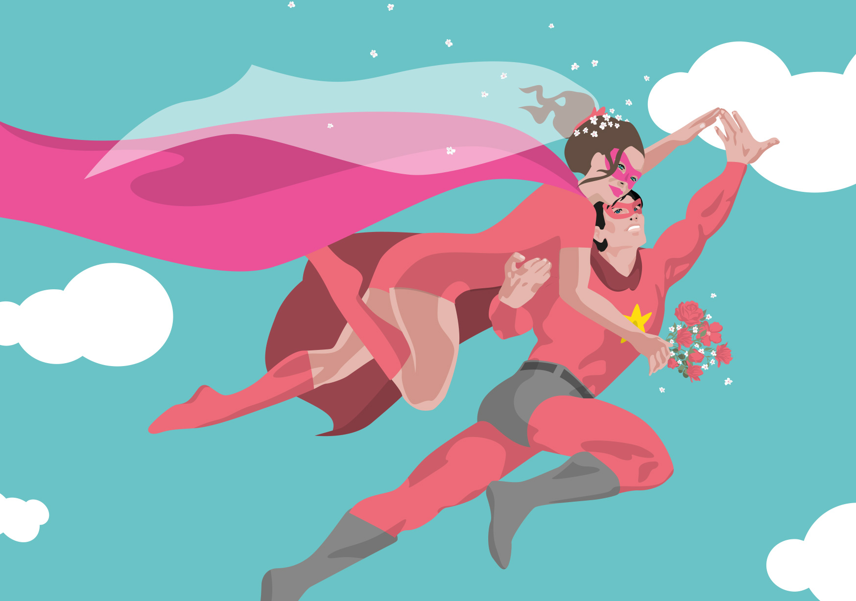 Postcard - luminous - Superman wedding Postcard - luminous - Superman wedding