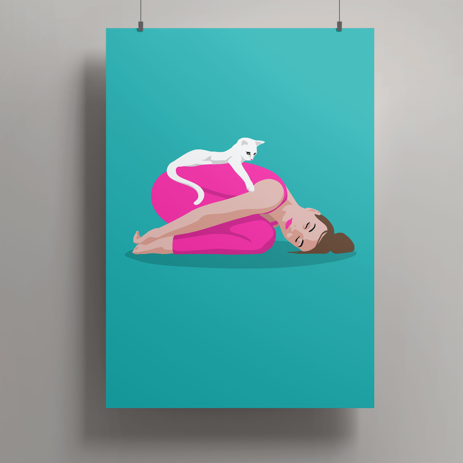 Artprint A3 - Yoga with cat Artprint A3 - Yoga with cat