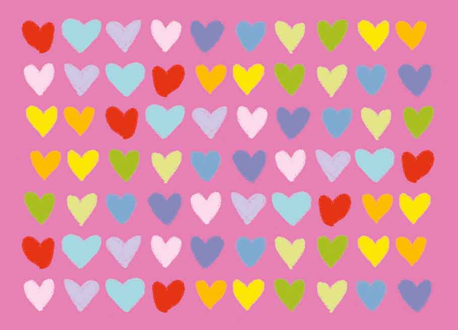 Postkarte - m-illu - Herzchen bunt Postkarte - m-illu - Herzchen bunt