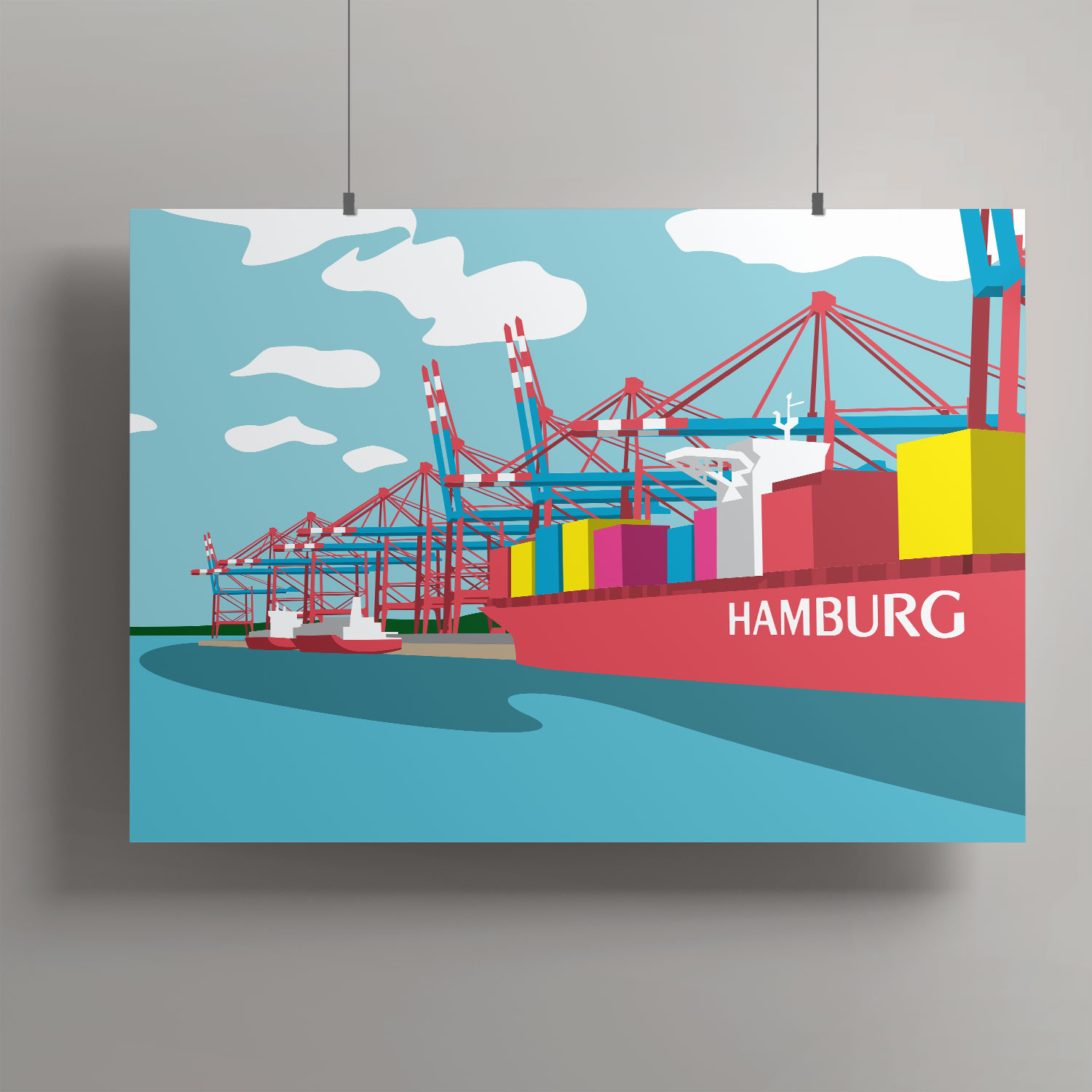 Artprint A3 - Container harbour Hamburg