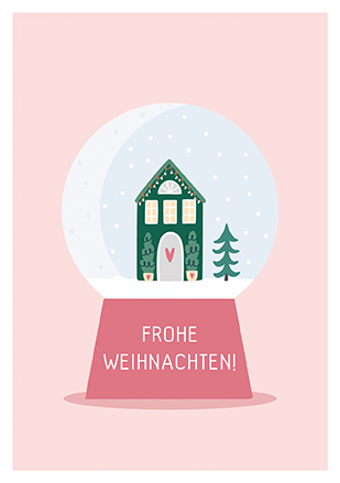 Klappkarte C6 - La Card - Schneekugel rosa