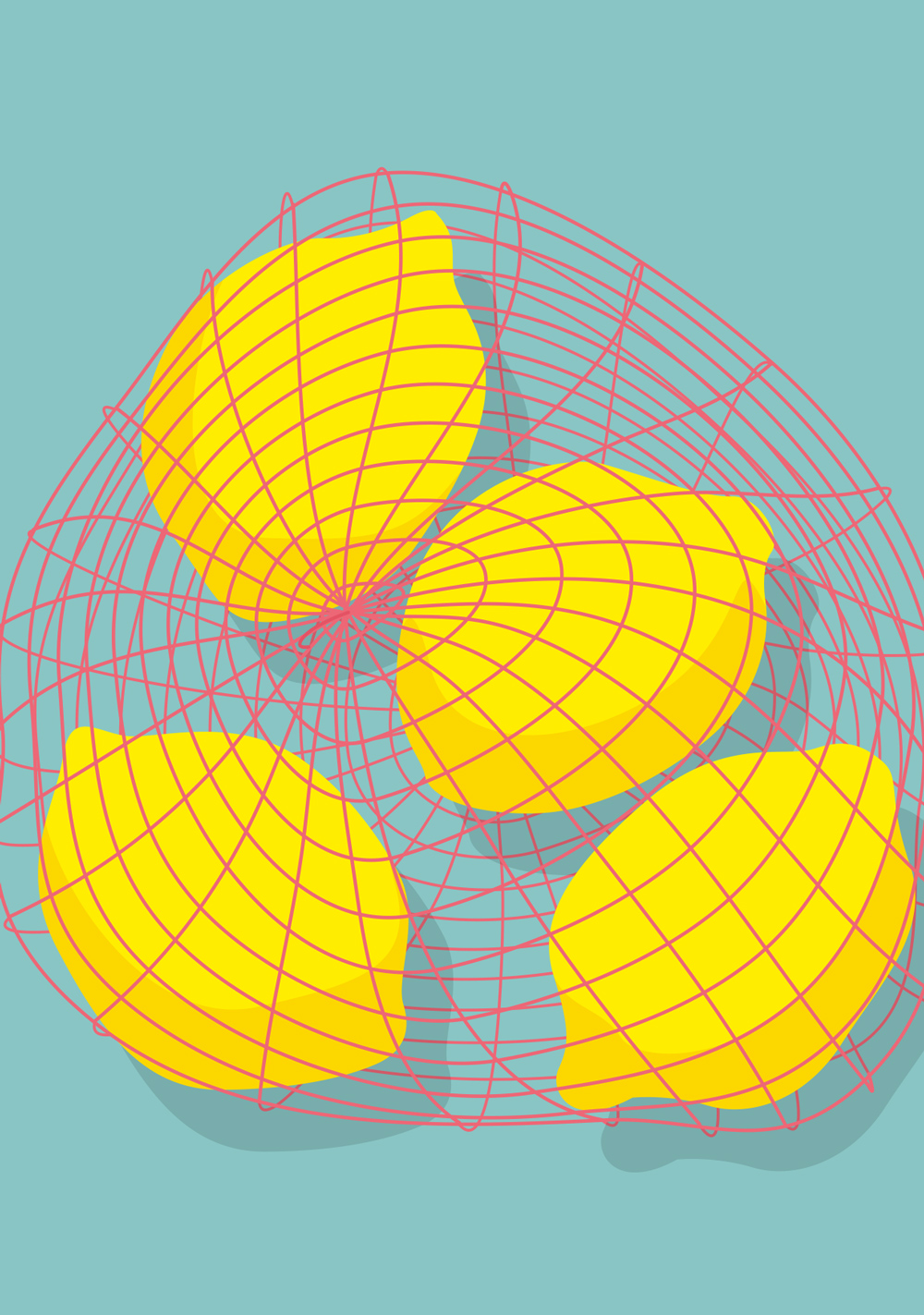 Postcard - neonstyle - Lemons in the net
