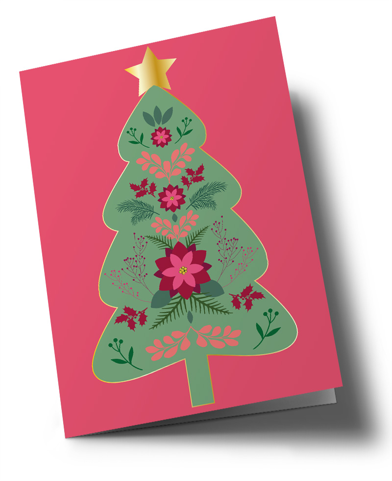 Klappkarte C6 - Toni Starck - Xmas Flowertree Klappkarte C6 - Toni Starck - Xmas Flowertree