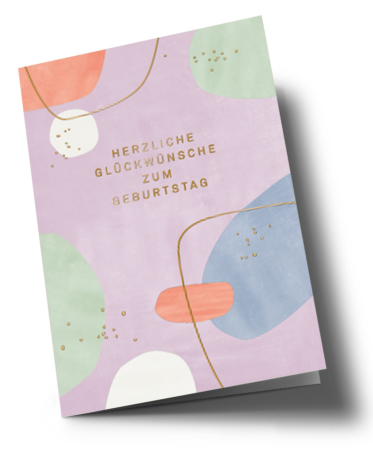 Klappkarte - Designfräulein - Glückwünsche abstrakt lila Goldfolie
