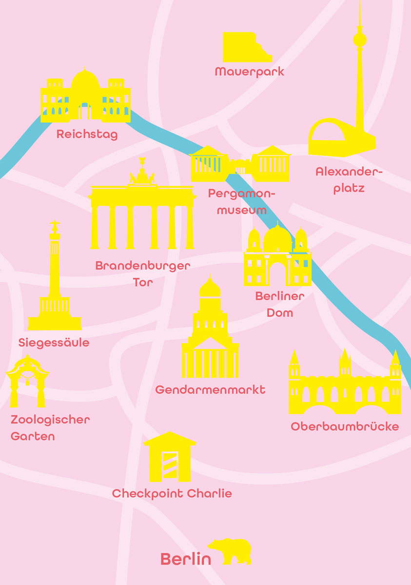 Postcard - Bon Voyage - Map Berlin