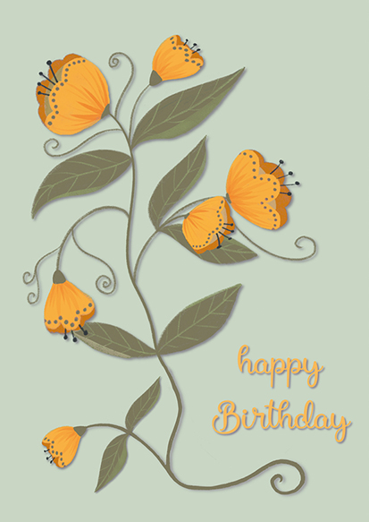 Postcard - Toni Starck - Flower tendril green - happy birthday