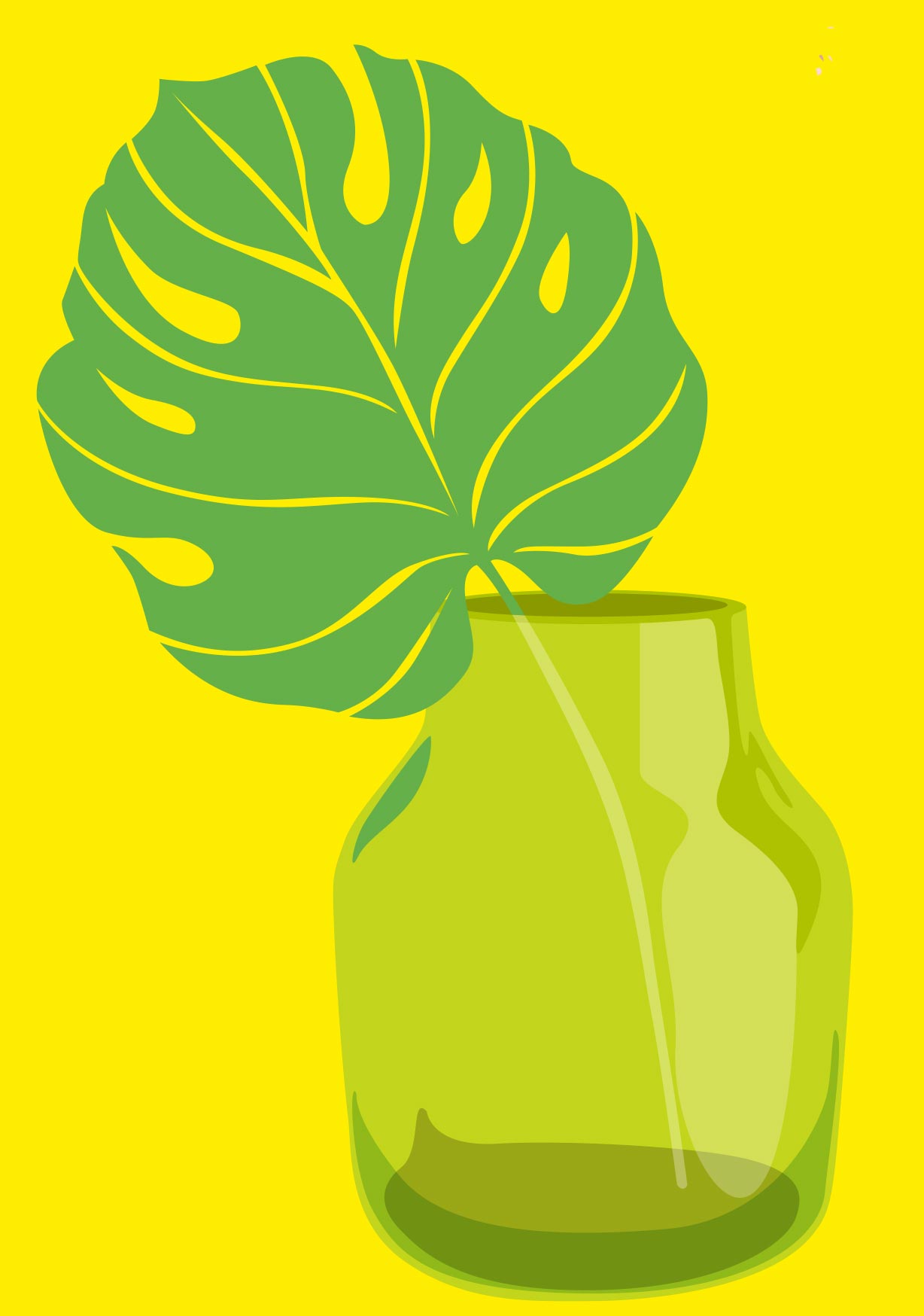 Postkarte - neonstyle - Fensterblatt in Vase