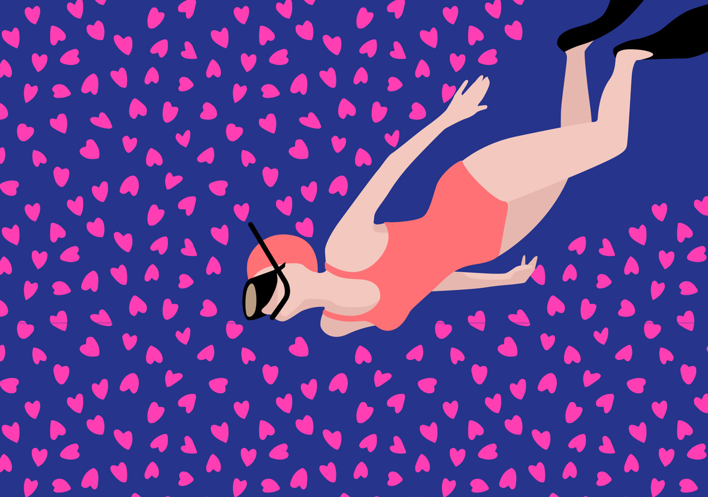 *PK - neonstyle - Taucherin durch Herzmeer