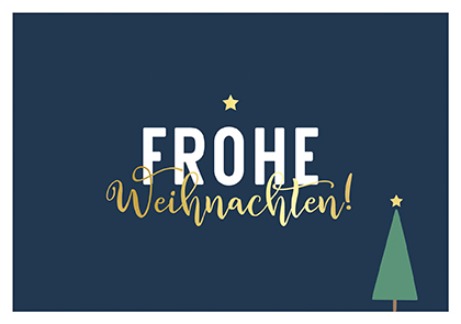 Postkarte - La Card - Weihnachten mit Baum, blau