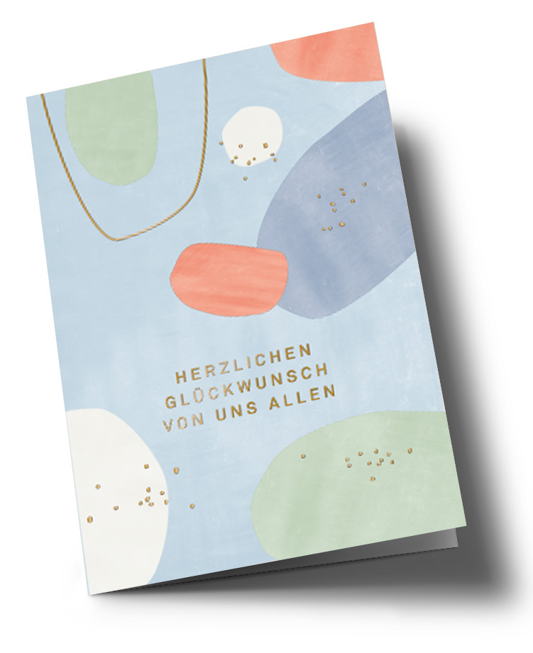 Doublecard C6 - Designfräulein - Congratulations abstract blue, Gold foil