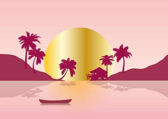 Postcard - Toni Starck - Sunrise on pink island