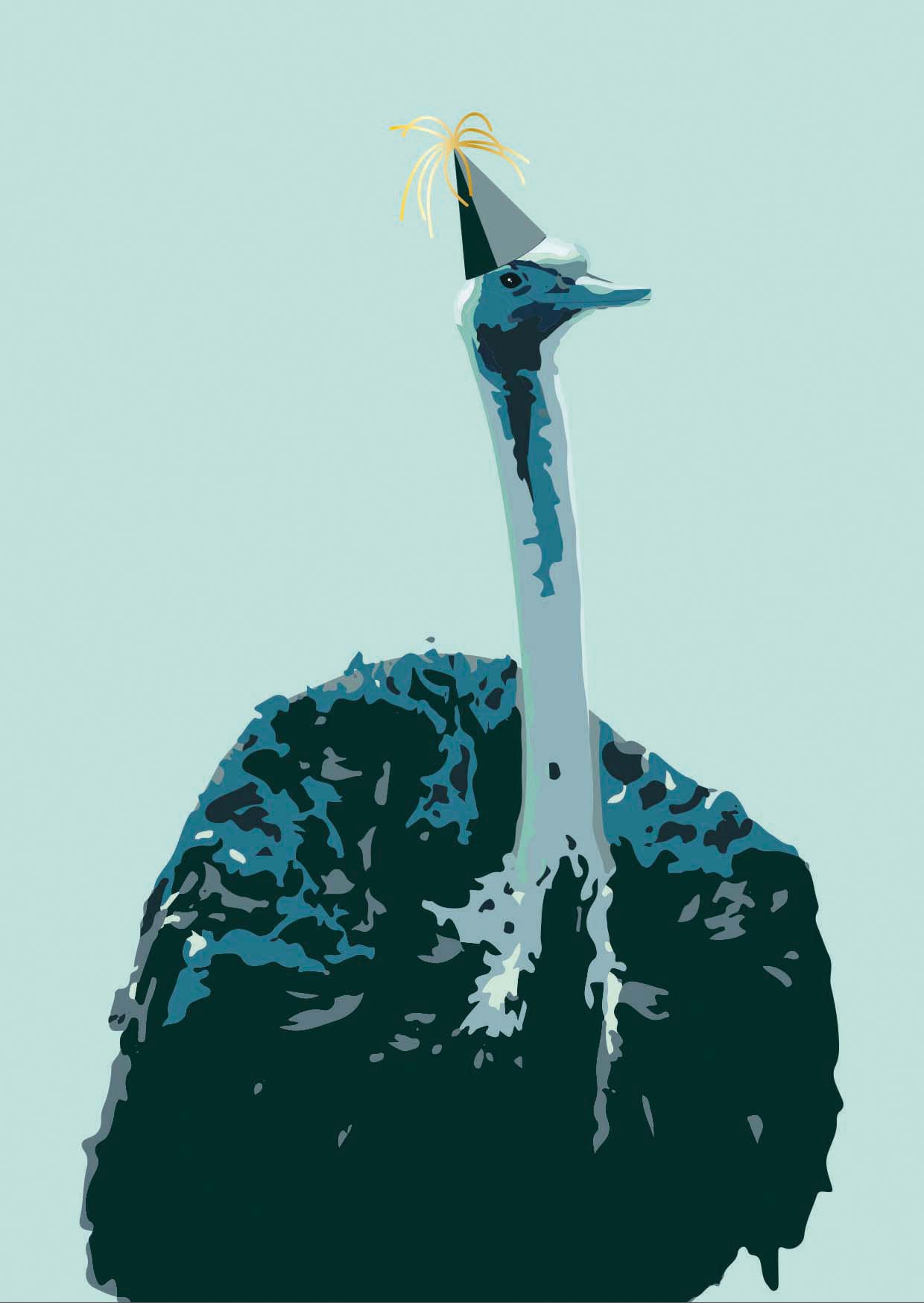 Postcard - Toni Starck - animal ostriche