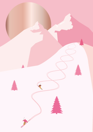 Postkarte - Toni Starck - Winter Mountains Ski