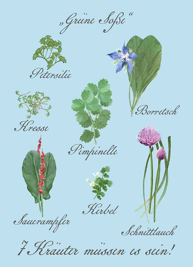 Postcard - m-illu - Green sauce herbs